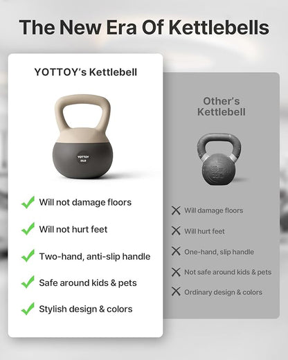 YOTTOY Soft Kettlebell, Set for Strength Training Kettlebells & Home Workouts, Soft-Sided Cushioned Base, Wide-Handle - Ideal for Men, Women, & Beginners