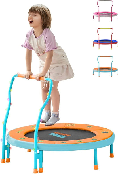 SPORTSOUL Mini Trampoline for Kids 3-6 with Super Safe Foam Handle Bar, 3ft Toddler Trampoline Indoor with No-Gap Cover for Indoor and Outdoor
