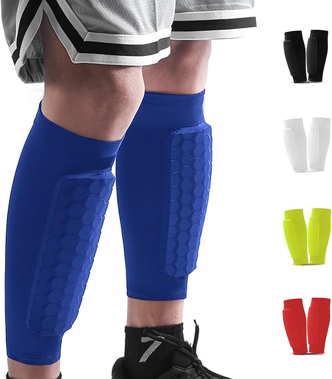 Soccer Shin Guards Shin Pads for Kids Youth Adult, Calf Compression Sleeve with Honeycomb Pads, Support for Shin Splint Baseball Boxing Kickboxing MTB