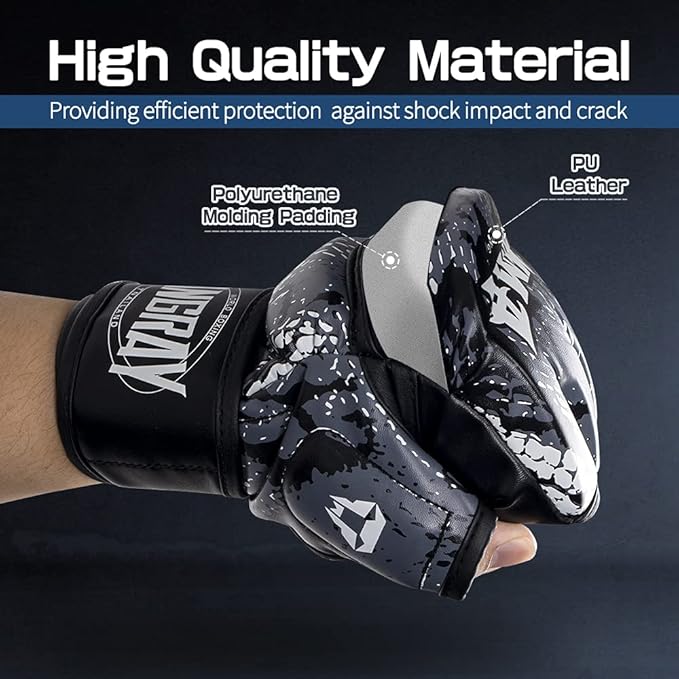 Punch Bag Training Gloves, LangRay MMA Grappling Gloves for Sparring Martial Arts Boxing Training for Adults and Kids