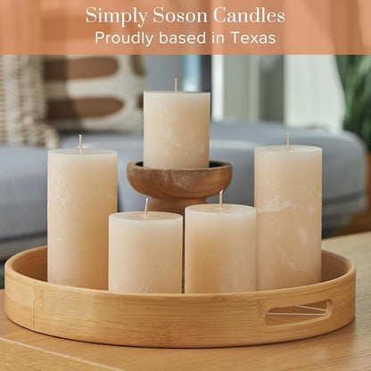 Simply Soson 3x6 inch Ivory Pillar Candles Set of 6, Rustic Texture, Unscented Ivory Candles, Dripless Candles, 3 inch Pillar Candles Ideal as Wedding, Parties, Spas, Dinner, Home Decoration, Church