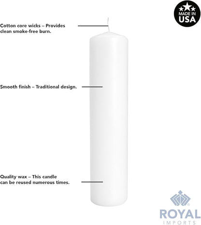 Royal Imports Pillar Candles White Unscented Premium Wax, 40 Hours Burning for Wedding, Spa, Party, Birthday, Holiday, Bath, Home Decor - 2"x6" Inch - Set of 12