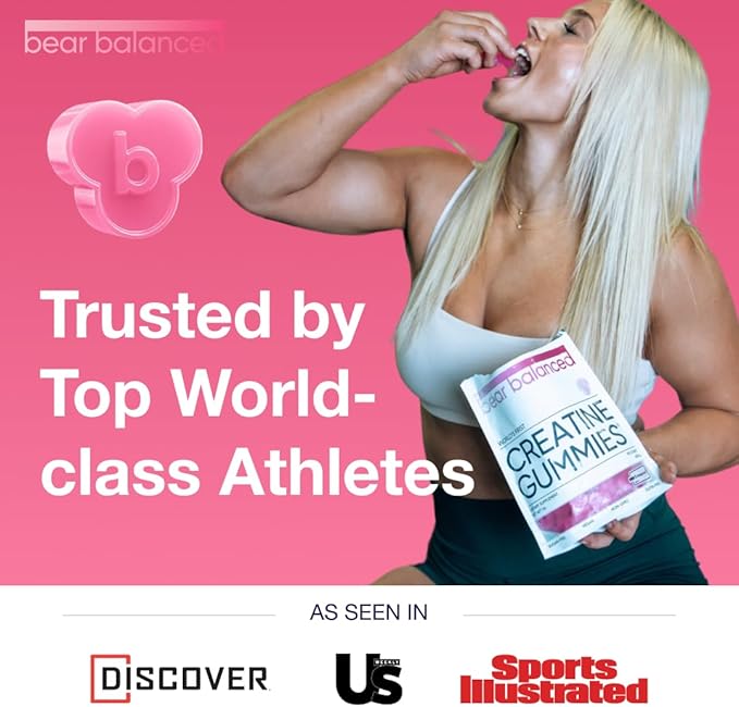 Creatine Gummies for Men & Women - Creapure® Creatine Monohydrate, L-Theanine, L-Tyrosine & B12 for Muscle Growth, Strength, Focus, Energy & Health - Low Calorie, Sugar-Free, & Vegan