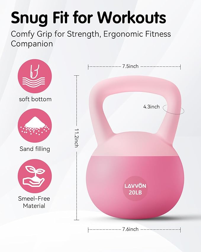 Soft Kettlebell - Cushioned Impact-Resistant Base and Anti-Slip, Kettle bell Anti-Slip Grip Weight for Home Workouts, Safe Strength Training Kettlebells Sets for Women & Men, With Non-slip Gloves