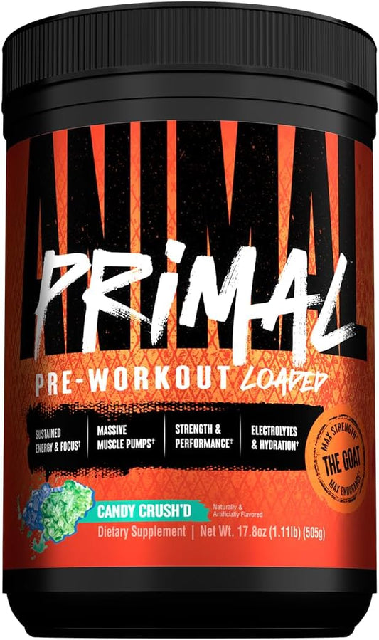 Animal Primal Muscle Hydration + Preworkout Powder ??Contains Beta Alanine, 3DPump, Caffeine & Electrolytes ??Improves Energy, Focus, Endurance & Absorption ??New Candy Crush?™d Flavor, 17.8 oz