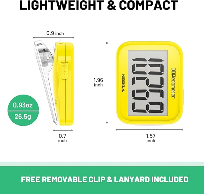 3D Pedometer for Walking, Simple Step Counter with Large Digital Display, Step Tracker with Removable Clip Lanyard, Accurately Track Steps for Men Women Kids Adults Seniors