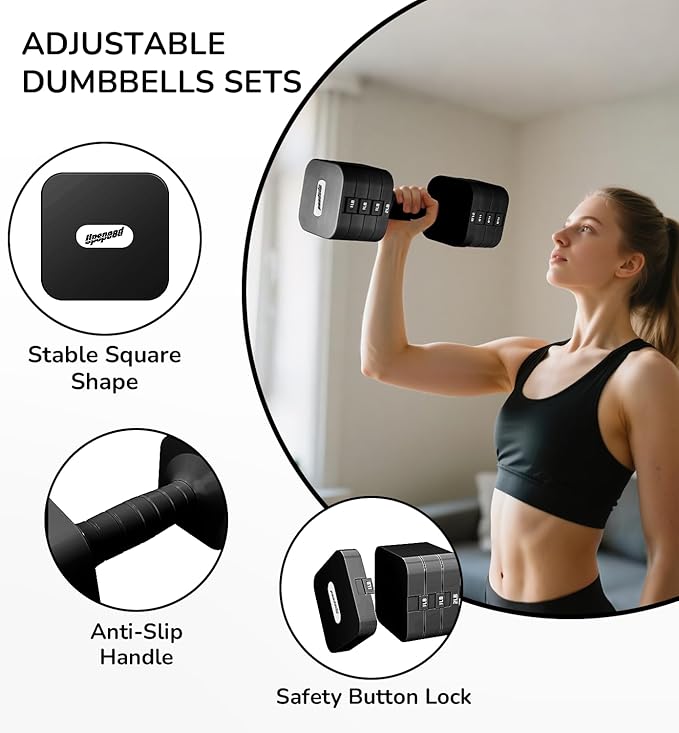 Adjustable Dumbbell Set for Women Men 16LB 20LB Hand Weights Dumbbells Sets Woman Exercise Fitness dumbbell Adjust dumbbells set of 2 for Home Gym Workout Strength Training Equipments