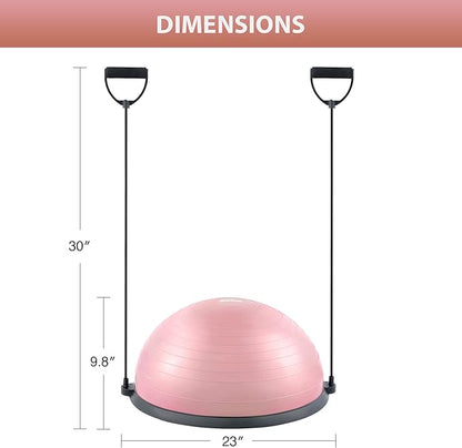 ZELUS Balance Ball Trainer with Resistance Bands and Foot Pump, Inflatable Yoga Ball for Home Gym Workouts, 23 Inch Exercise Half Ball for Balance Training Core Strength Fitness More, 330lb Cap