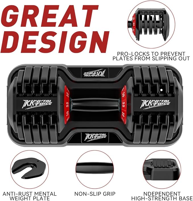 25/55lbs Adjustable Dumbbells Set, Dumbbells with Anti-Slip Metal Handle for Exercise & Fitness Fast Adjust Weight for Full Body Workout Fitness