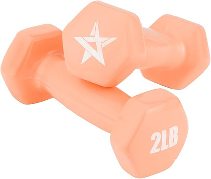 Yes4All Vinyl Hexagon Dumbbell - Dumbbells Set of 2 Hand Weights for Home Gym & Strength Training (2-15 lbs Weight Options)
