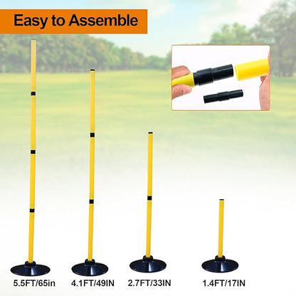 Soccer Training Agility Poles Agility Pole Accessory Soccer Pole Slalom Poles，Football Soccer Sport Speed Training Equipment with Rubber Base