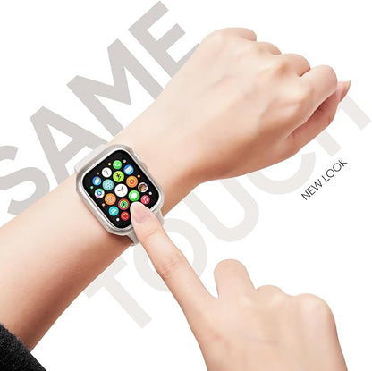 Compatible for Apple Watch Band 40mm 41mm and Case with Screen Protector, Soft Silicone Sport Strap Bands and Protective Cover with Tempered Glass for iWatch Series 9 8 7 SE 6 5 4