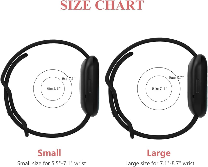 Compatible with Fitbit Versa 4 / Fitbit Versa 3 / Fitbit Sense/Sense 2 Bands, Soft Silicone Replacement band for Women Men 2 Pack