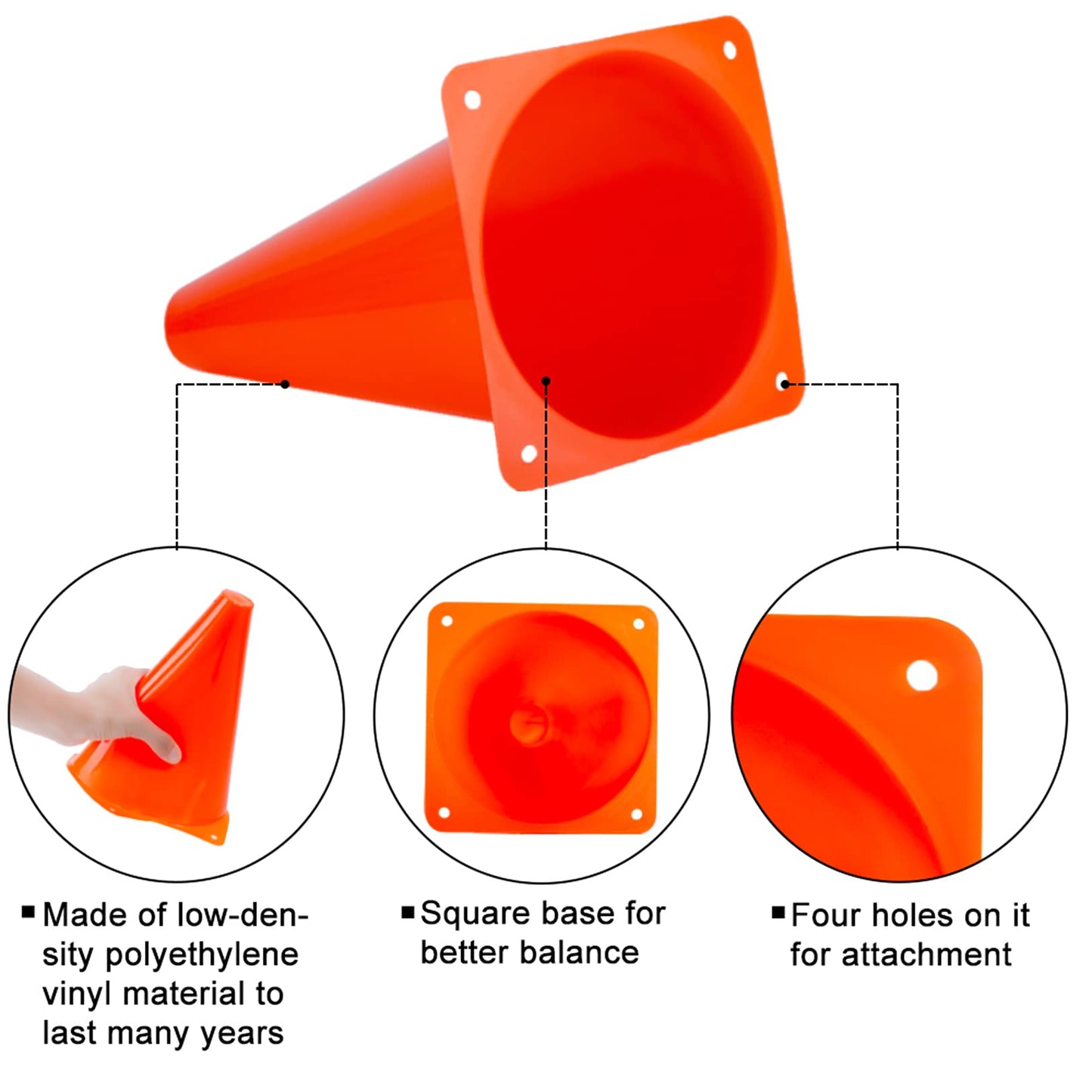 7 Inch Soccer Cones, 24 Pack Cones Sports Training Agility Field Marker Plastic Cones for Skating