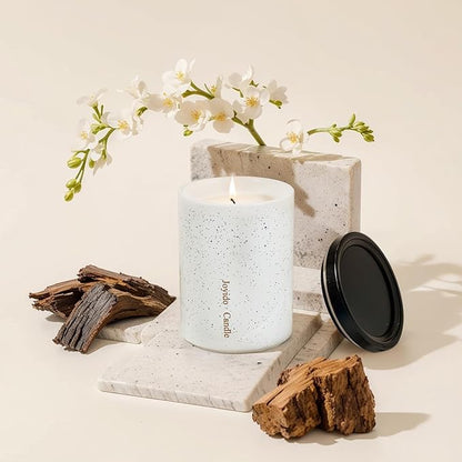 14OZ Oud & Sandalwood Scented Candle - Aromatherapy Candles with Lid - Soy Candles for Home Scented - Luxury Ceramic Jar Candles for Bedroom Kitchen Home Decor, Housewarming Party