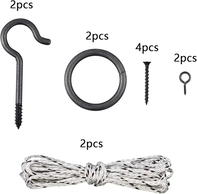 2 Set Hook and Ring Toss Game Hardware Set,Include Nylon String,Mounting Screws,Ring and Iron Hook for DIY Indoor or Outdoor Family Fun(2set)
