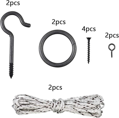 2 Set Hook and Ring Toss Game Hardware Set,Include Nylon String,Mounting Screws,Ring and Iron Hook for DIY Indoor or Outdoor Family Fun(2set)
