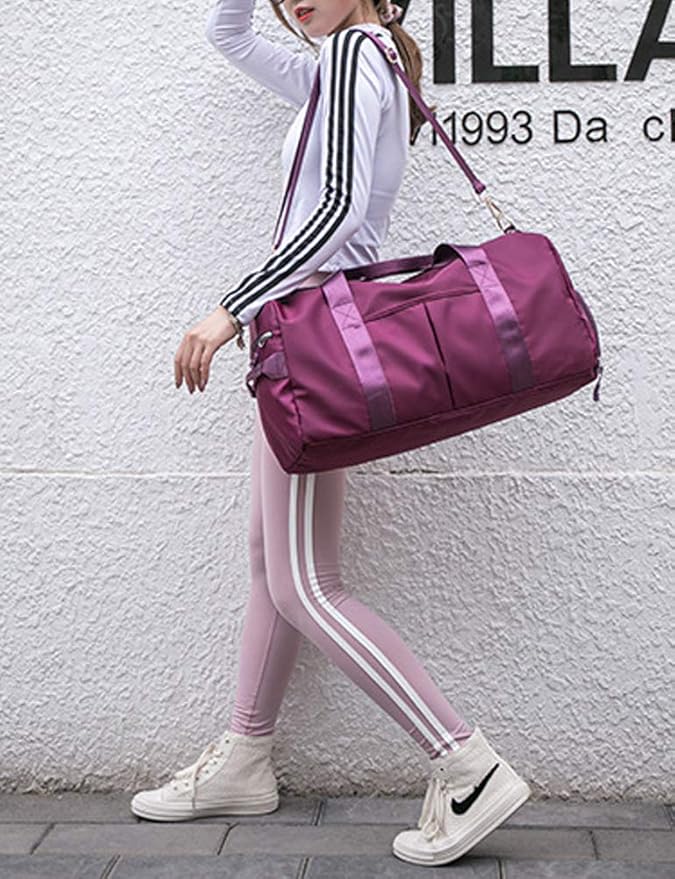 KARRESLY Sports Gym Bag for Women or Men Travel Duffel Bag with Wet Pocket and Shoes Compartment for Training Swim Yoga(Violet)