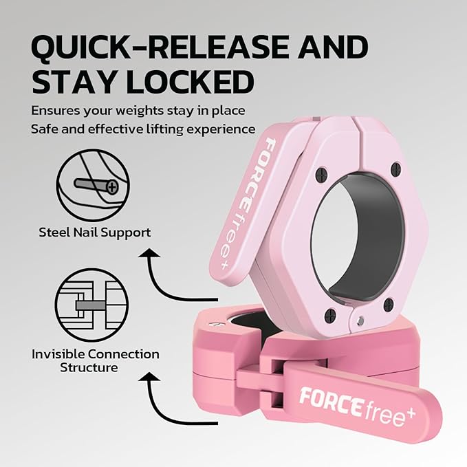 Barbell Clips (Pair), Barbell Clamps, Quick Release Olympic Barbell Clamps with Anti Slip TPR Grip, Barbell Collars for Secure Weightlifting & Powerlifting (Black) (NO MAG, Black)