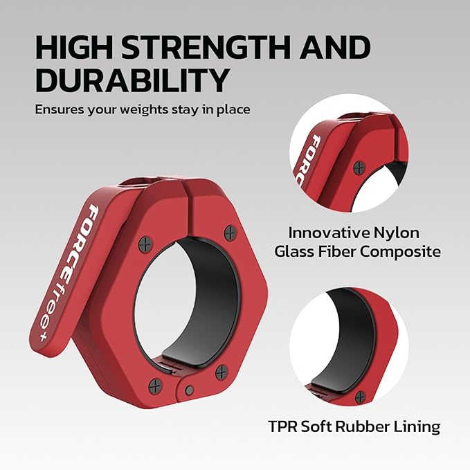 Barbell Clips (Pair), Barbell Clamps, Quick Release Olympic Barbell Clamps with Anti Slip TPR Grip, Barbell Collars for Secure Weightlifting & Powerlifting (Black) (NO MAG, Black)