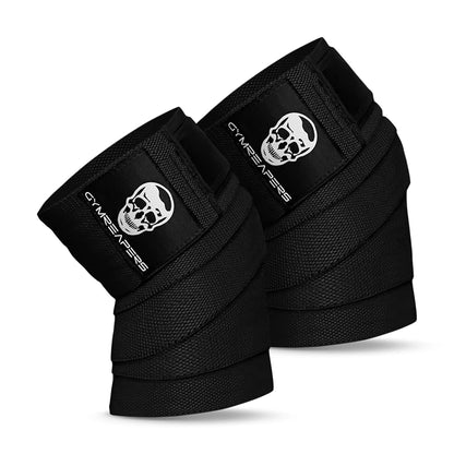 Gymreapers Knee Wraps (Pair) With Strap for Squats, Weightlifting, Powerlifting, Leg Press, and