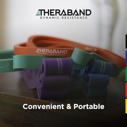 THERABAND High Resistance Band, Elastic Super Bands for Improving Flexibility, Injury Rehab, & Full Body Workouts, Heavy Duty Stretch Bands for Powerlifting, Heavy, Blue, 35 lbs. Resistance