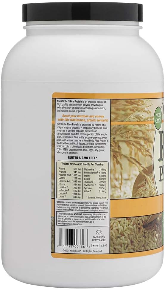 NutriBiotic ??Vanilla Rice Protein, 3 Lb (1.36kg) | Low Carb, Keto-Friendly, Vegan, Raw Protein Powder | Grown & Processed Without Chemicals, GMOs or Gluten | Easy to Digest & Nutrient Rich