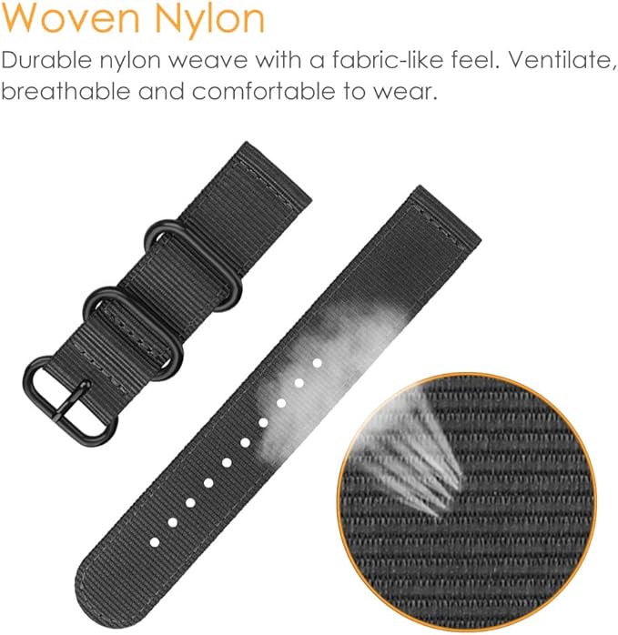 FINTIE Bands Compatible with Fitbit Versa 2/1 / Lite Edition, Soft Nylon Replacement Strap Wristband Accessories (Black)