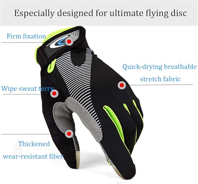 Ultimate Flying disc Gloves Ultimate Grip and Disc Gloves Breathable Non-Slip Sport Cycling Golf Glove, Improve Throws & Catches 1 Pair