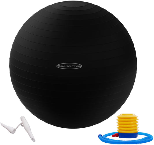 Fitvids Unisex Adult 26-inch, Exercise Ball, Black, 58-65cm L US