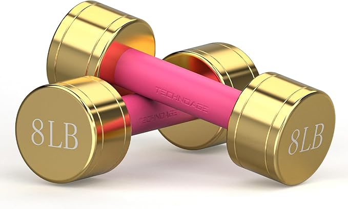 TECHNOAGE Round Dumbbell Sets with Steel Handle, Odorless Neoprene rubber Handle Cover