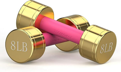 TECHNOAGE Round Dumbbell Sets with Steel Handle, Odorless Neoprene rubber Handle Cover