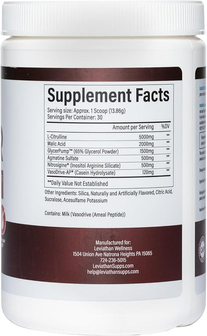 Vigor - Stimulant-Free Nitric Oxide Pre-Workout Powder | L-Citrulline (5000mg), Malic Acid (2000mg), GlycerPump (1500mg)| Blue Raspberry| 30 Servings, 13.86g Each | Made in The USA