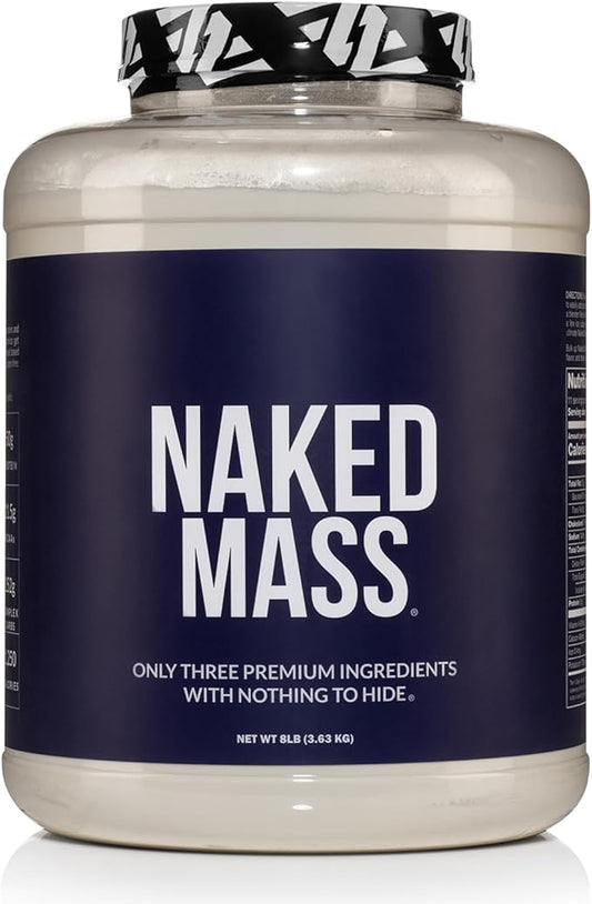 NAKED Mass - Natural Weight Gainer Protein Powder - 8 LB Bulk, GMO Free, Gluten Free & Soy Free. No