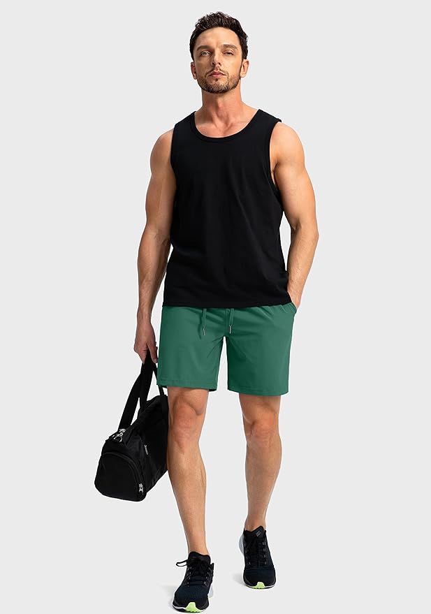 Men's Running Shorts with Zipper Pockets 9 Inch/ 7 Inch / 5 Inch Lightweight Quick Dry Gym Workout Athletic Shorts for Men(7 inch)