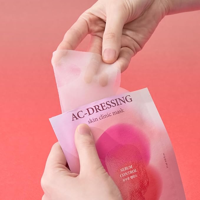 LEADERS AC-Dressing Skin Clinic Mask ??Soothing and Calming Sheet Mask for Sensitive, Acne-Prone Skin ??Helps Reduce Redness & Irritation, Hydrates, and Balances Skin, Sebum Care Mask ??10 Sheets
