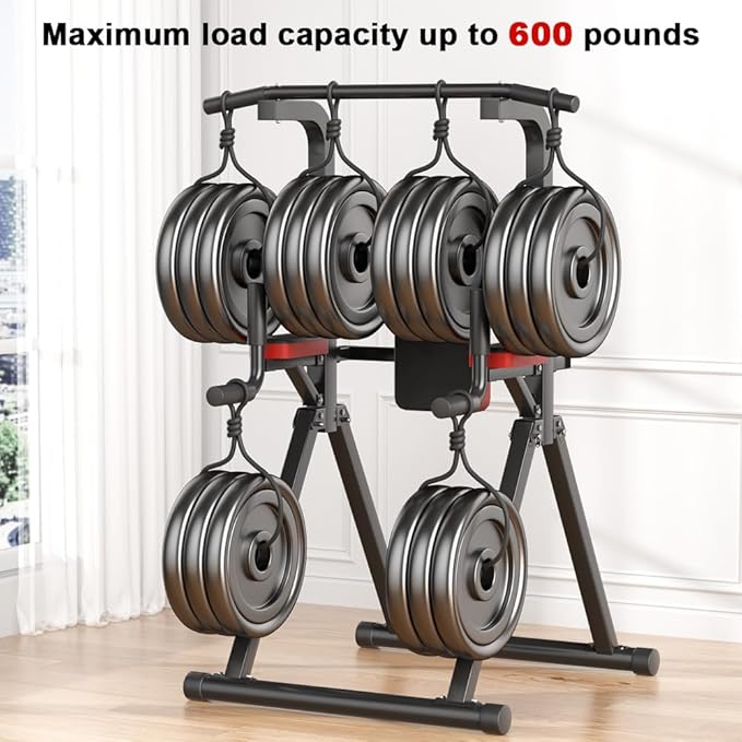 Foldable Power Tower, Adjustable Multifunction Pull Up Bar Tower Station, Pullup Dip Station Rack for Home Gym