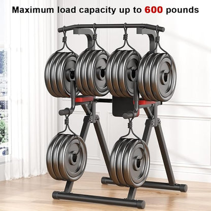Foldable Power Tower, Adjustable Multifunction Pull Up Bar Tower Station, Pullup Dip Station Rack for Home Gym