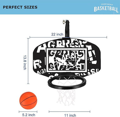 Trampoline Basketball Hoop Attachment, with 3 Mini Balls and Air Pump, Fits All Trampoline Models, Universal Accessories of All Ages, Height and Angle Adjustable