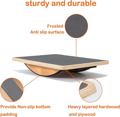 Balance Board Professional Wobble Board for Adults Anti-Slip 350LBS Balance Boards for Physical Therapy Standing Desk Core Strength Wooden Balance Board Rocker Board