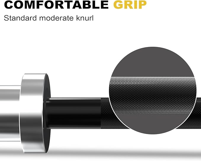 POWER GUIDANCE Chrome Olympic Barbell Bar, 2 Inch Weight Bar for lifting, Hip Thrusts,Universal Strength Training Bars 4ft/5ft/6ft