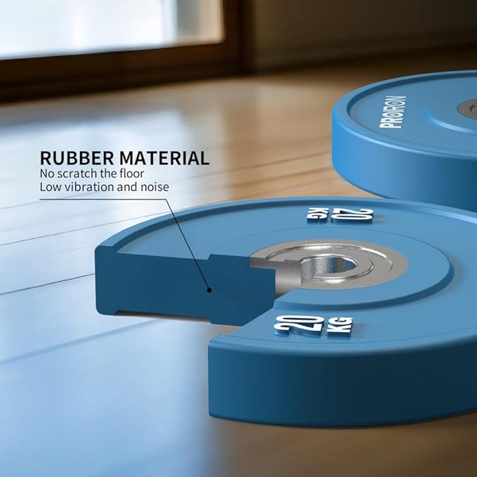 PROIRON Olympic Rubber Bumper Plates,Floor Protective Weight Plates,2" Solid Weight Plates for Barbell Strength Training and Weight Lifting,Less Impact, Absorb Bounce & Shock,5KG(11LB)/10KG(22LB)/15KG(33LB)/20KG(44LB),Single or Pair