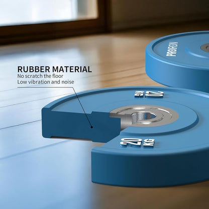 PROIRON Olympic Rubber Bumper Plates,Floor Protective Weight Plates,2" Solid Weight Plates for Barbell Strength Training and Weight Lifting,Less Impact, Absorb Bounce & Shock,5KG(11LB)/10KG(22LB)/15KG(33LB)/20KG(44LB),Single or Pair