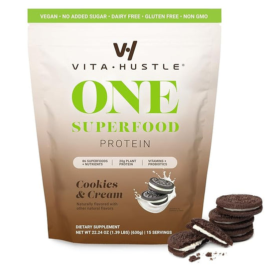 VitaHustle ONE Meal Replacement Shake - Plant Based Protein Powder by Kevin Hart - Vegan, Meal
