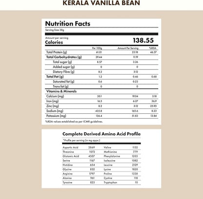 No Nonsense Plant Protein, Organic Brown Rice & Pea Isolate, Easy Digestion, 24G Protein/Serving, Gluten & Lactose Free Real Kerala Vanilla Bean 500 G (Pack of 1)