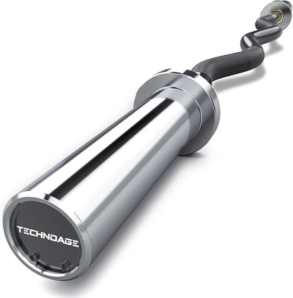 TECHNOAGE Olympic EZ Curl Bar, 47" Curl Bar(350/500LBS Capacity) 20LB, Solid Steel, Chrome Finish Barbell with Copper Sleeve and Bearing for 2-inch Plates, for Weight Lifting,Hip Thrusts,Squat,Biceps-Home Gym Weight Bar