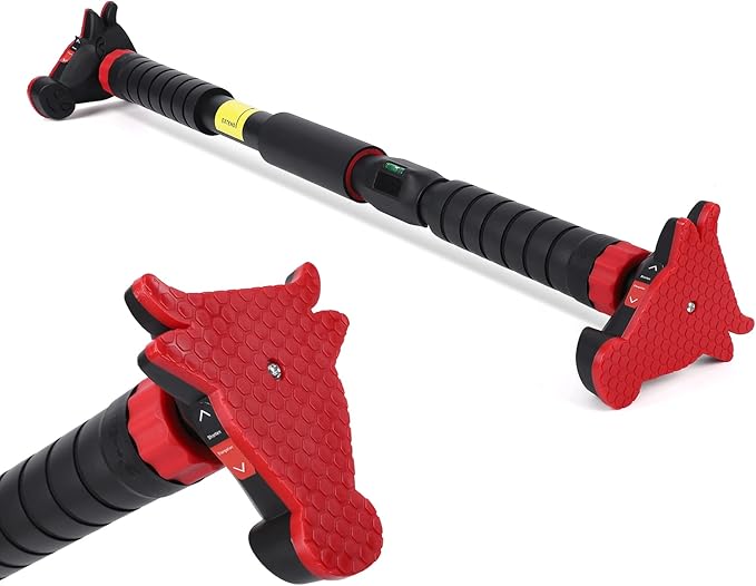 Adjustable Pull Up Bar for Doorway - 440LBS Weight Capacity, No Screws Installation with Level Meter and Auto Lock, Chin Up Bar for Home Gym Strength Training
