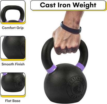 Kettlebell Kings Powder Coated Kettlebell Weights - 9-97 lb Strength Training Kettlebells for Men and Women - Hand Weights Workout Gym Equipment - Weights Set for Home Gym- New