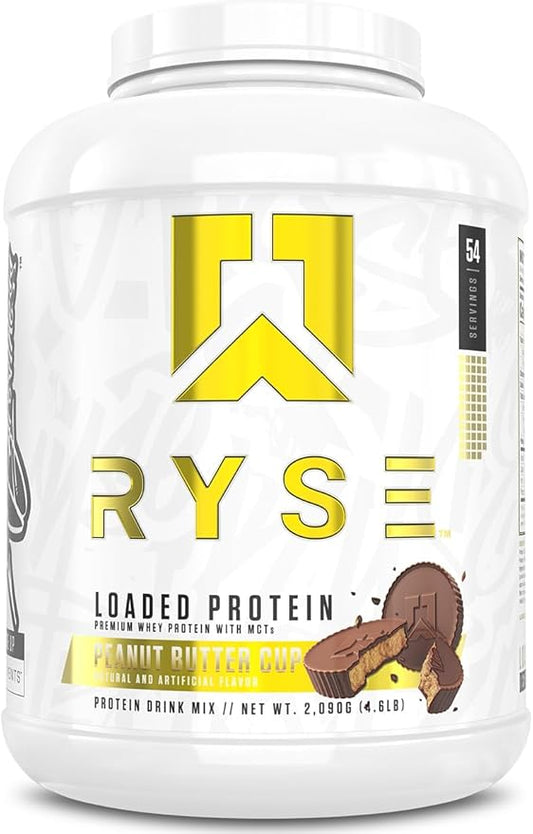 RYSE Loaded Protein Powder - Peanut Butter Cup - 25g Whey Protein Isolate & Concentrate with