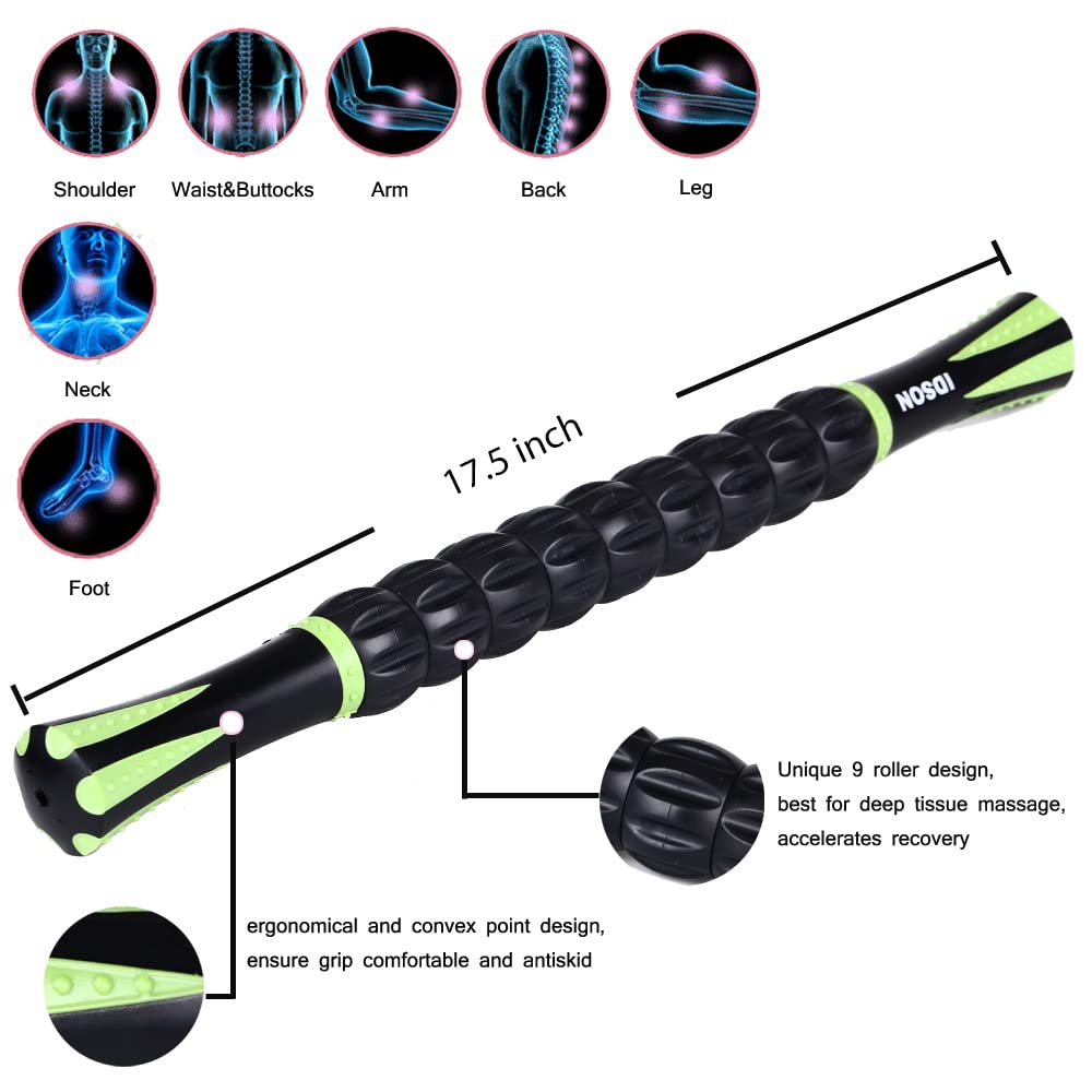 Idson Muscle Roller Stick for Athletes- Body Massage Sticks Tools Massager for Relief Muscle